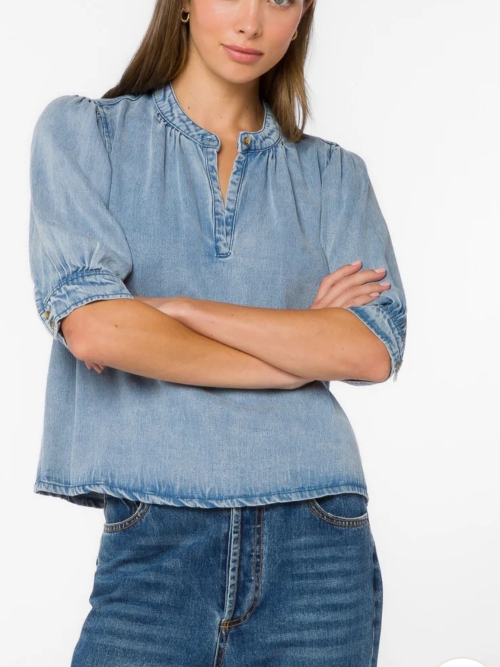 Velvet Heart Alfami Light Wash Skyfall Denim Top Size XL